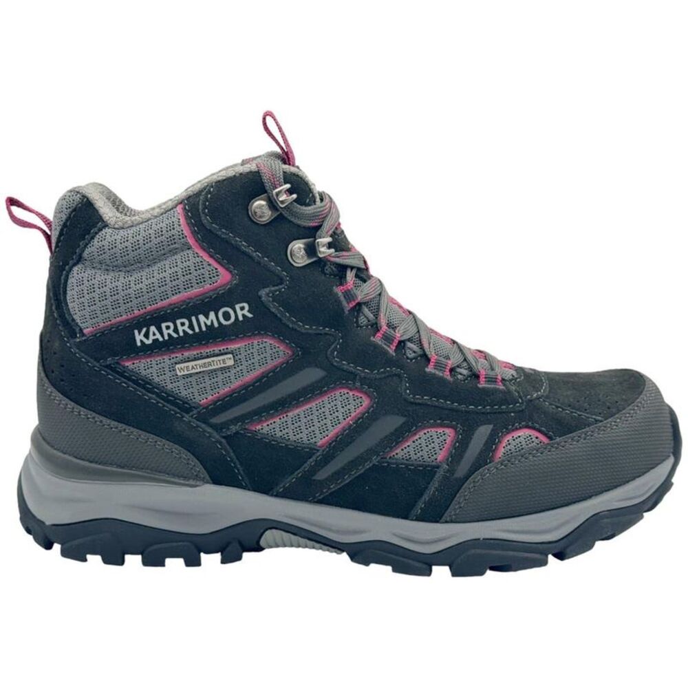 Karrimor Womens/Ladies Mount Suede Waterproof Walking Boots / Black/Pink